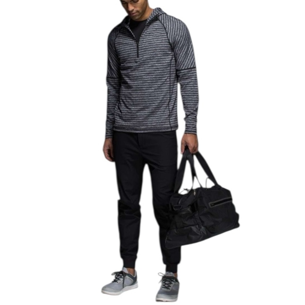 LULULEMON Sweat Session Hoodie Half-Zip Pullover Size Large Heathered Black